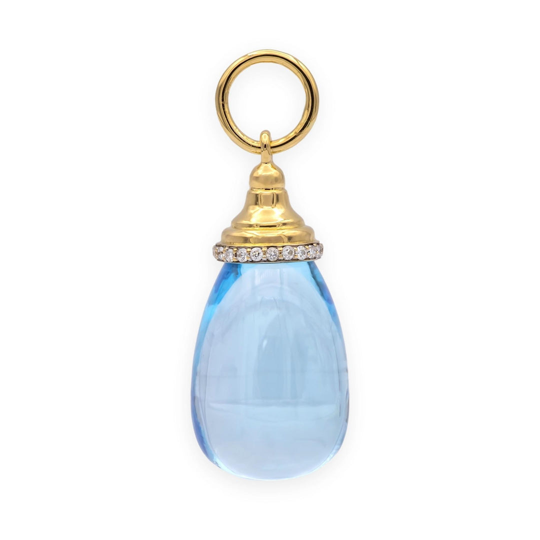 Syna Mogul Blue Topaz & Diamond Drop Pendant in 18K Yellow Gold