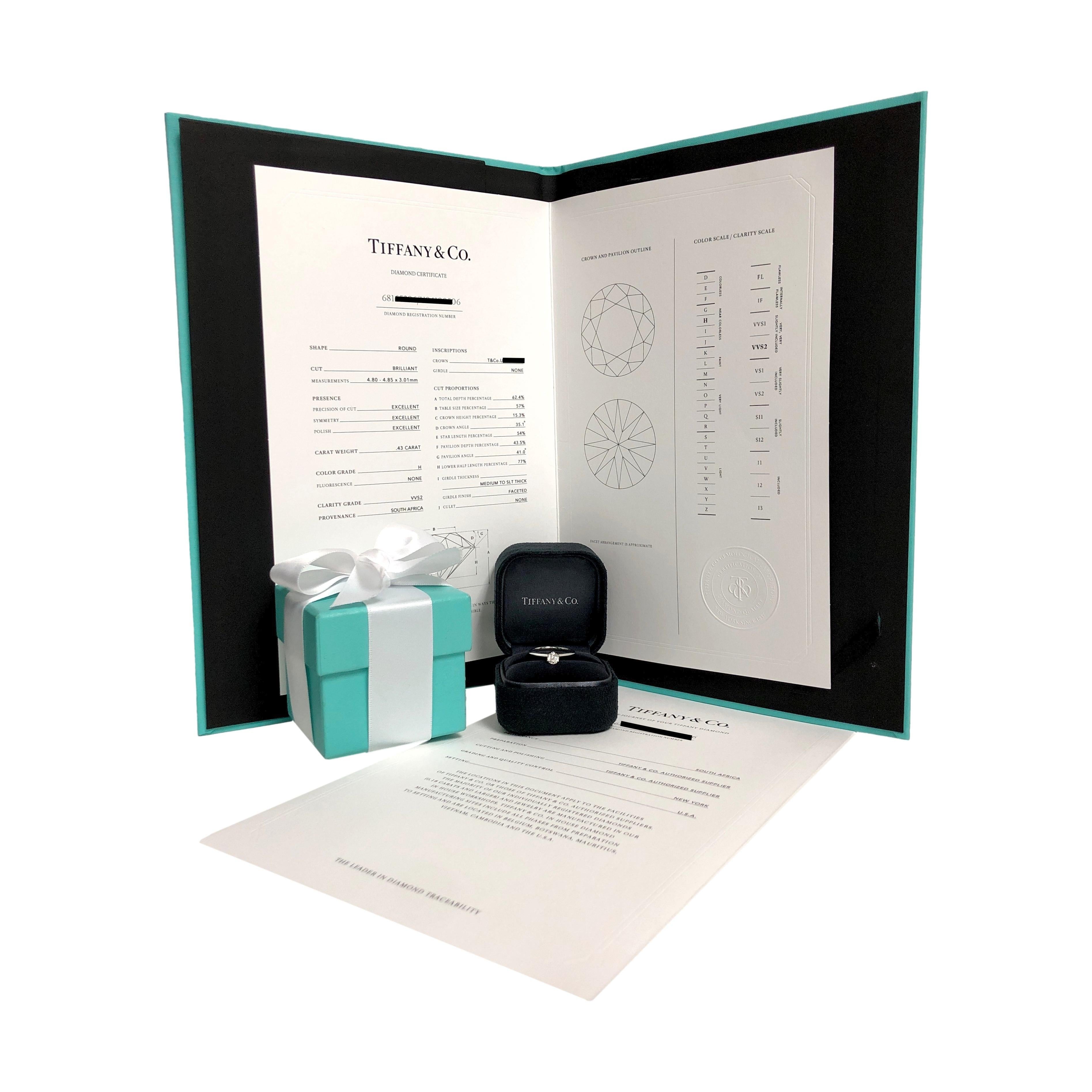 Tiffany & Co. Platinum .43 ct. Solitaire Round Diamond