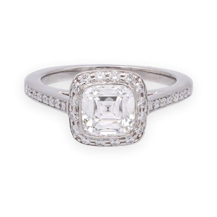 TIffany & Co. Platinum Legacy .98ct Center Cushion Diamond Engagement Ring