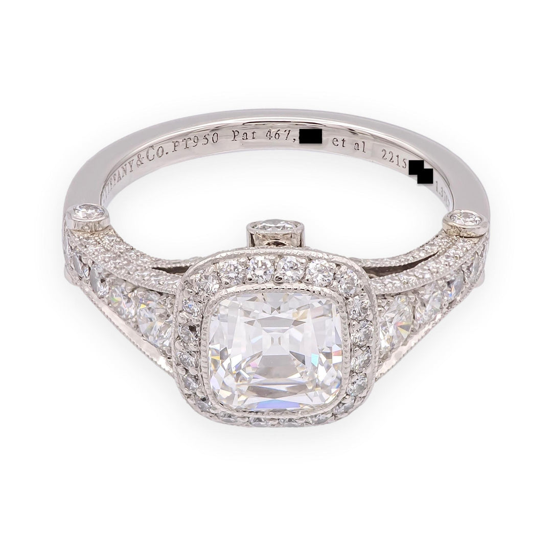 Tiffany & Co Legacy 1.37 ct Center DVS1 Cushion Diamond Engagement Ring Platinum