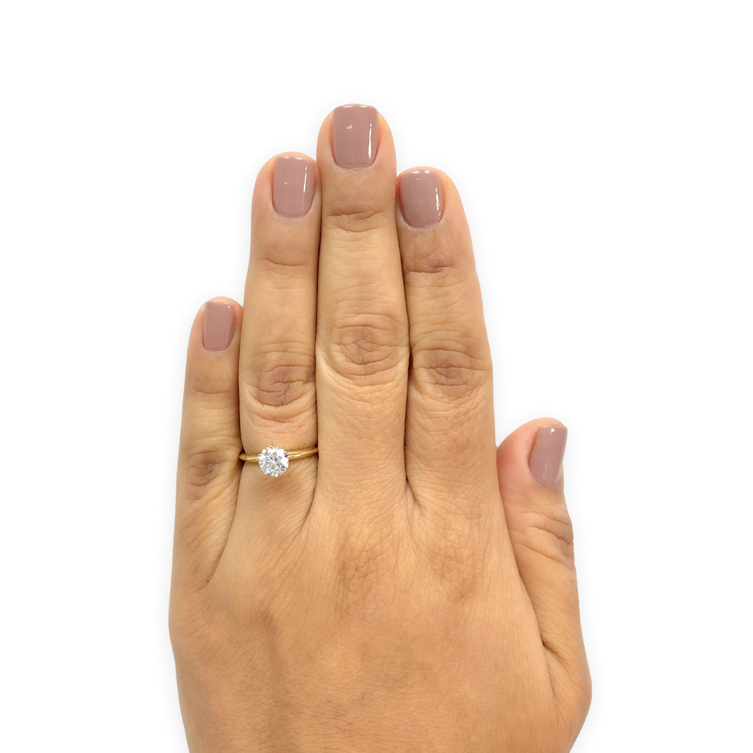 Tiffany & Co 18K Yellow Gold Platinum .90ct F VS2 Round Diamond Engagement Ring