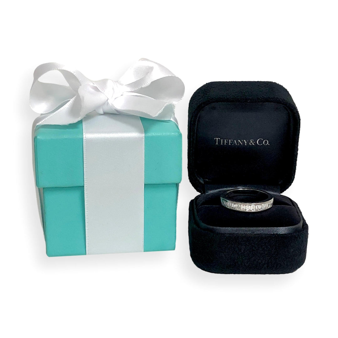 Tiffany & Co. Platinum .90ct F VS Baguette Diamond Channel Band Ring Size 8.5