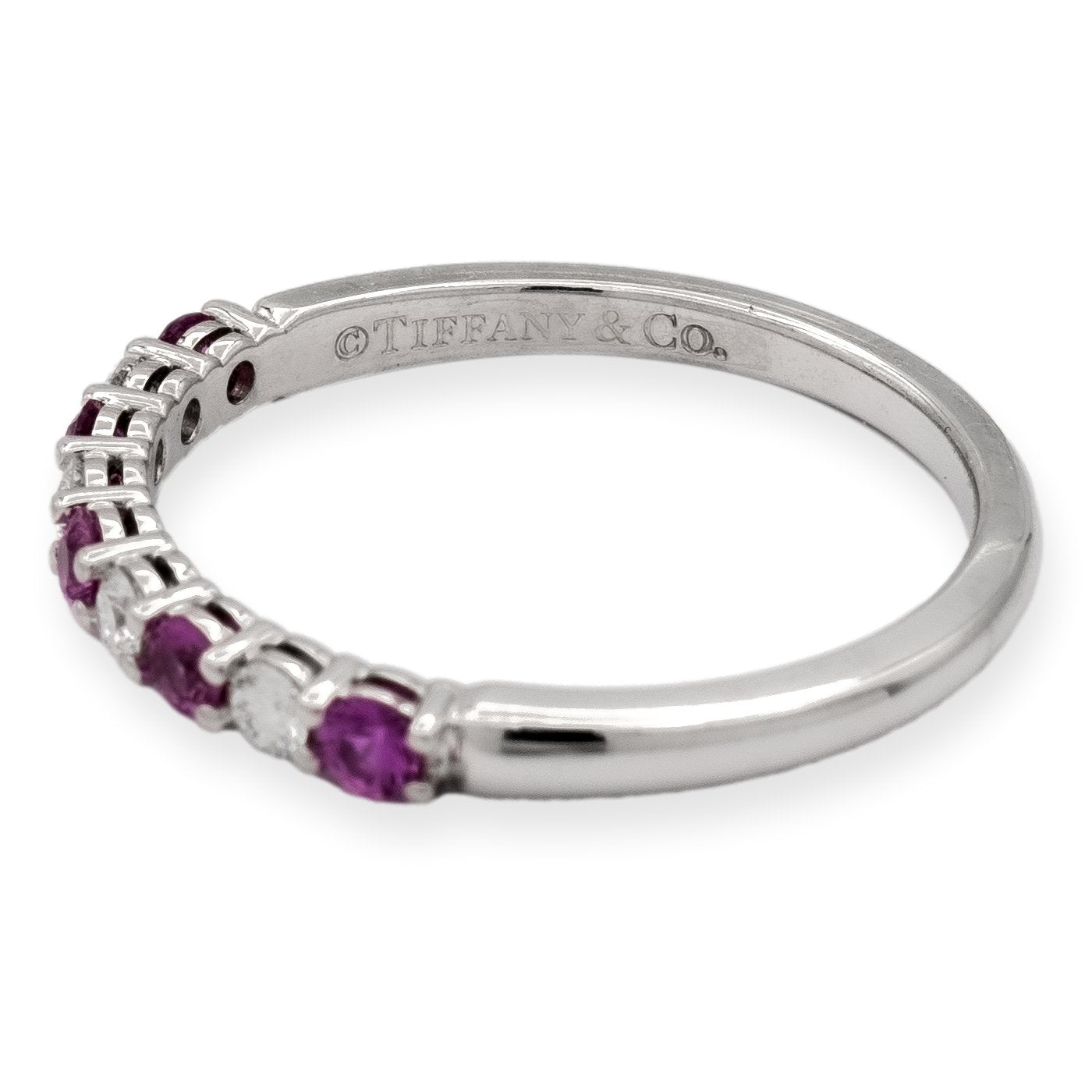 Tiffany & Co. Forever Platinum Diamond Pink Sapphire 9 Stone