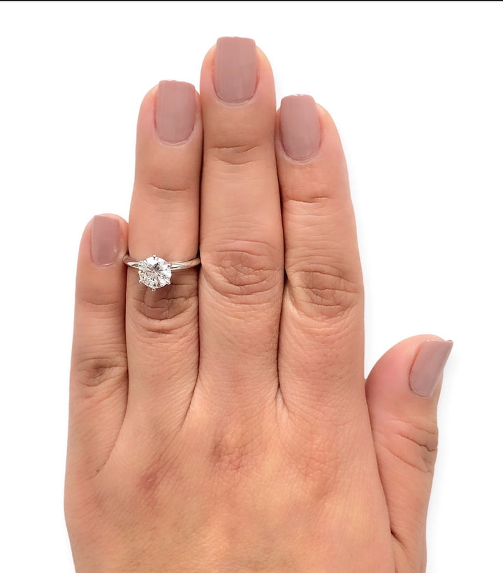 Tiffany & Co. Platinum Solitaire Round Diamond Engagement Ring 1.33 HVVS2