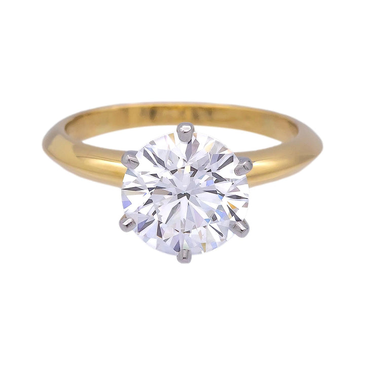 Tiffany & Co 18K Yellow Gold Platinum 2.42 ct DVS1 Round Diamond Engagement Ring