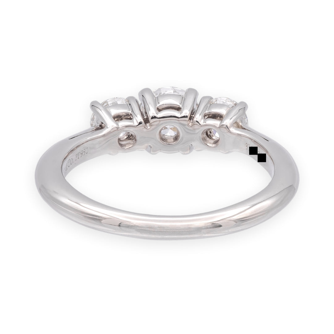 Tiffany & Co. Platinum Three Stone Diamond Engagement Ring 1.12ct Ttl. E VS