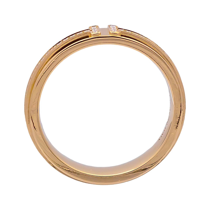 Tiffany & Co. T Narrow 18K Rose Gold 4.5 mm Wide .13 ct Diamond Band Ring Size 7
