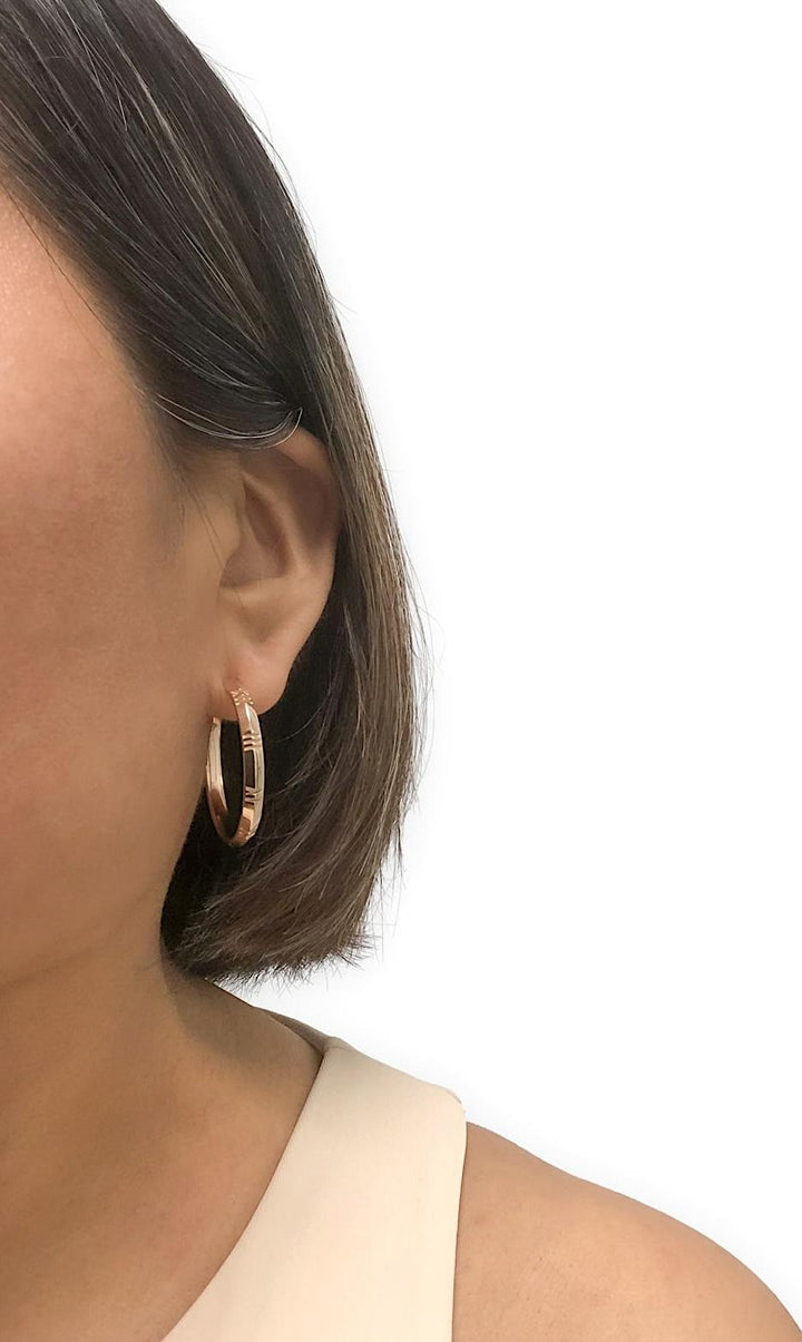 Tiffany & Co. 18K Rose Gold Atlas Large Hoop Earrings 1.25 Inch