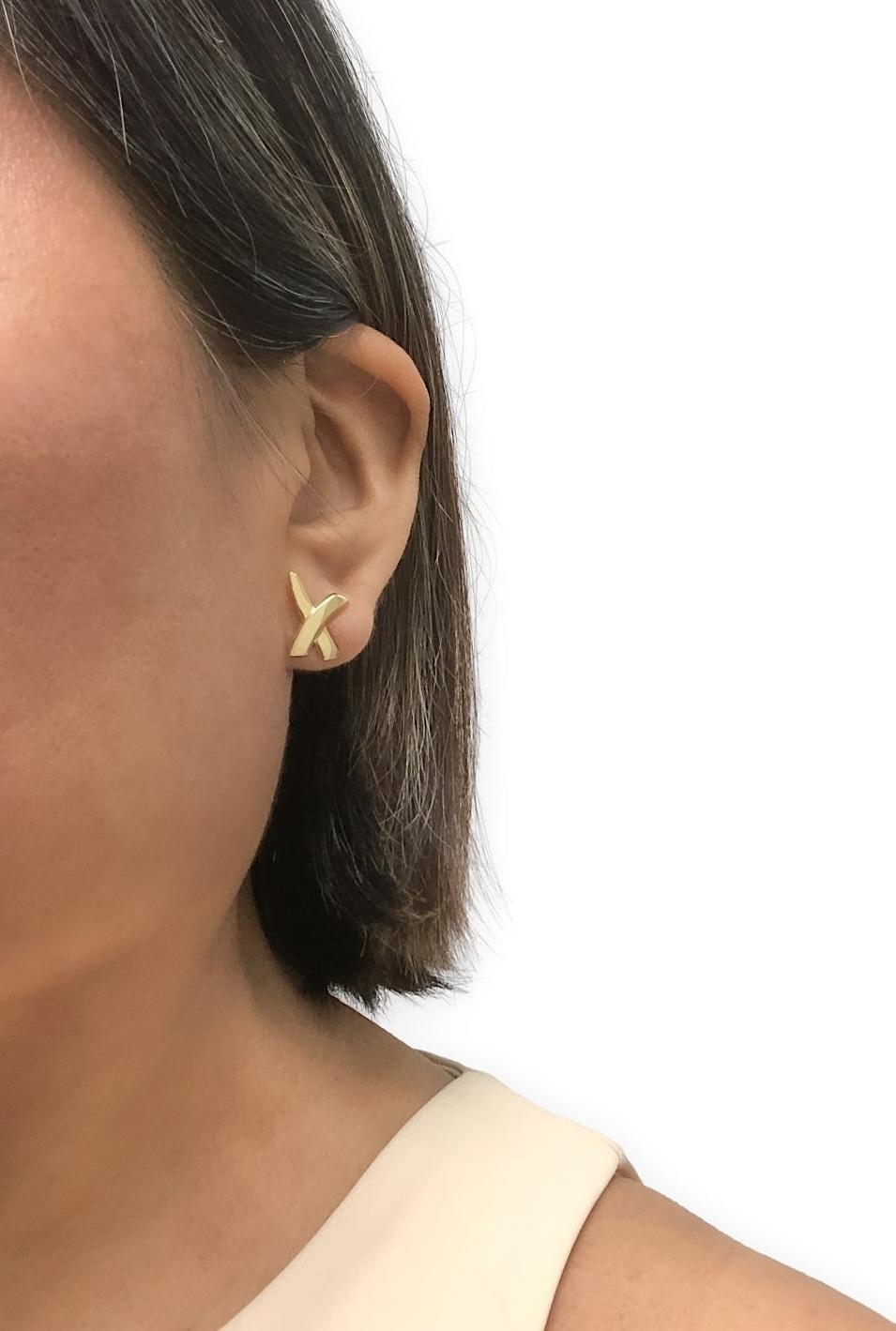 Vintage Tiffany & Co. Paloma Picasso 18K Yellow Gold Graffiti X Earrings Small