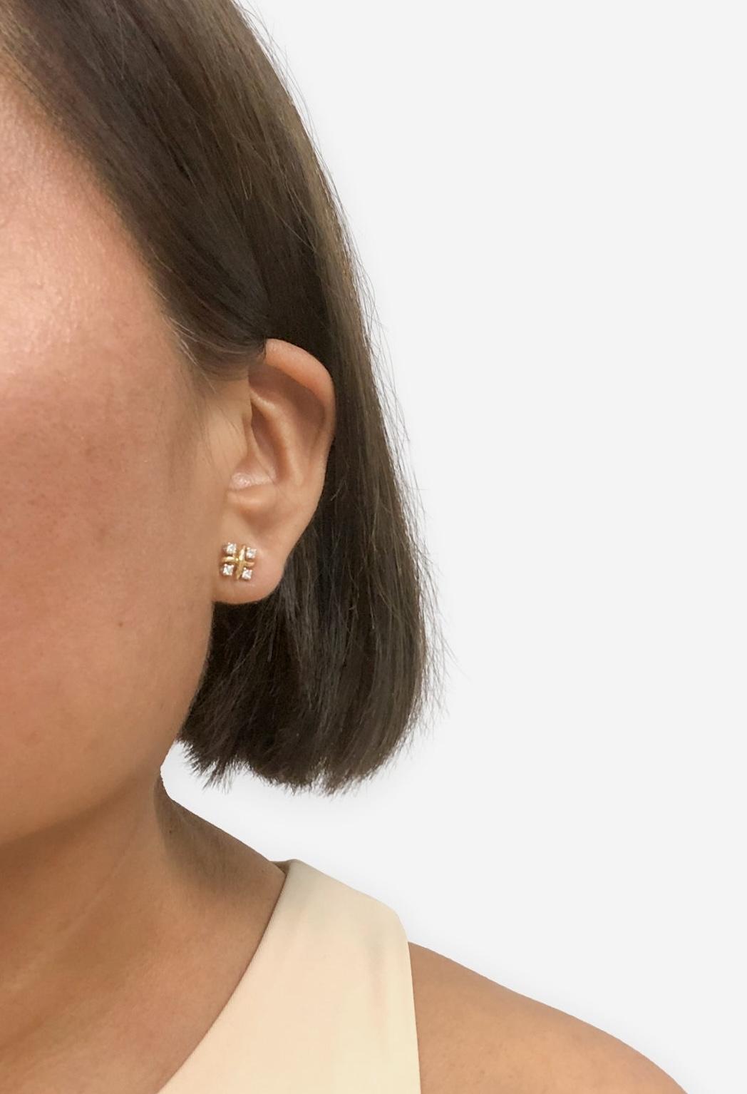 Tiffany & Co. Jean Schlumberger 16 Stone Lynn Diamond Stud Earrings Platinum 18K