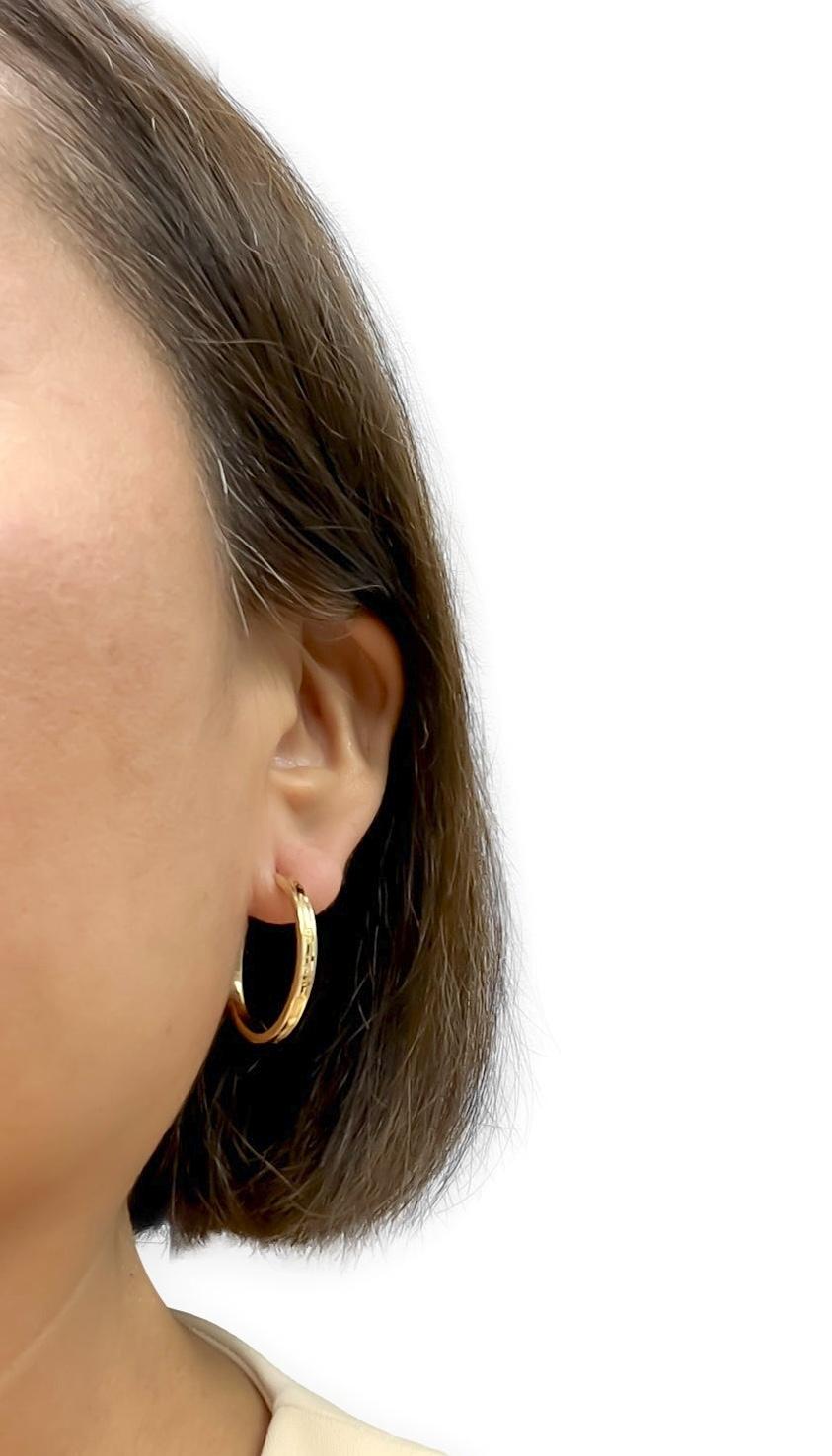 Tiffany & Co. 1837 18K Yellow Gold Hoop Earrings 1" Diameter