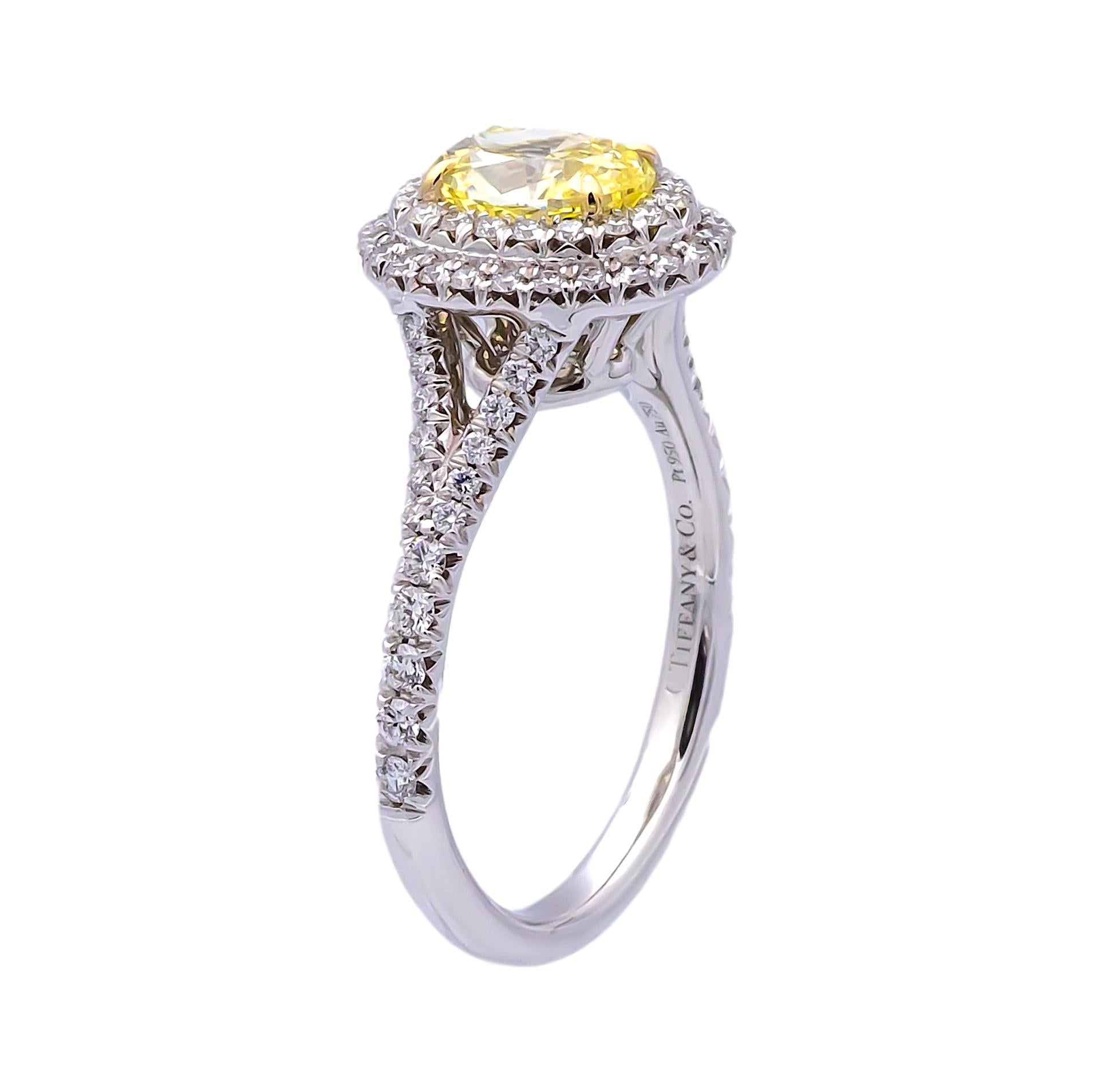 Tiffany Co Plat Soleste Fancy Intense Yellow Oval Ctr. Diamond Engag The Diamond Oak