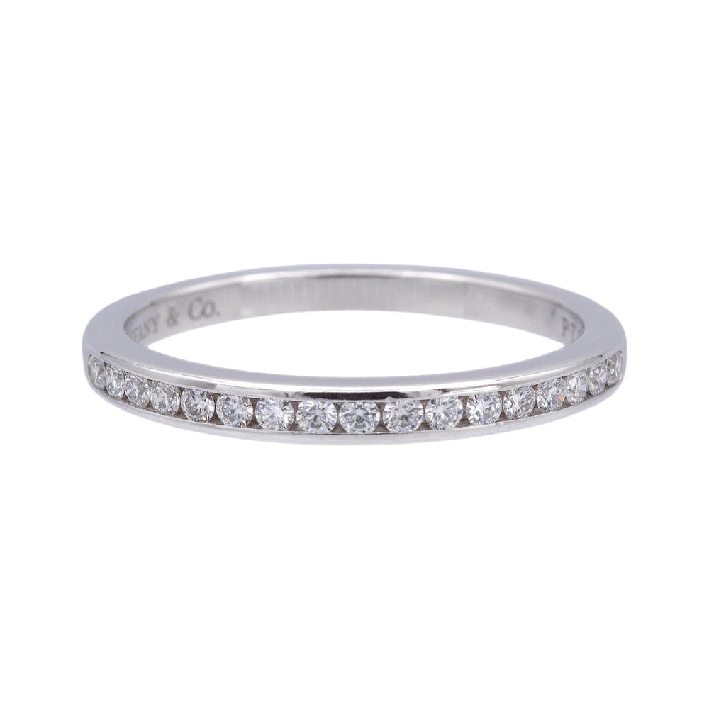 Tiffany & Co Platinum Half Circle Eternity Band Ring .17ct 2 mm Size 6