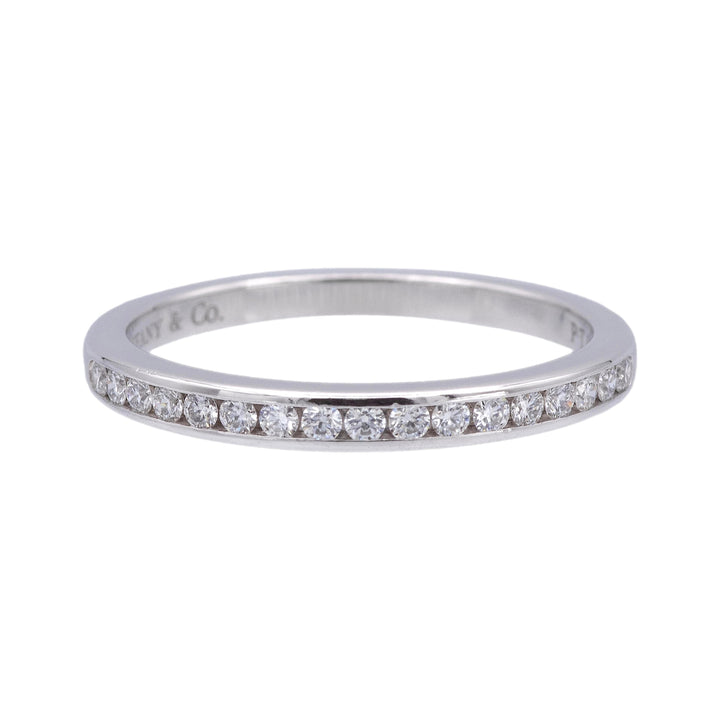 Tiffany & Co Platinum Half Circle Eternity Band Ring .17ct 2 mm Size 6