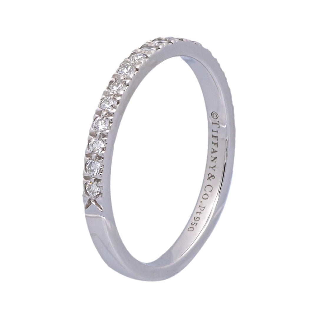 Tiffany & Co. Platinum Novo 2mm 0.18 cts Total Half-Circle Band Ring Size