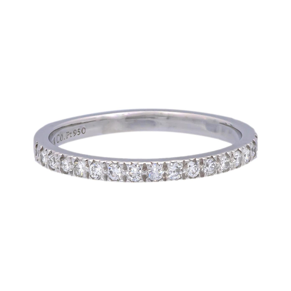 Tiffany & Co. Platinum Novo 2mm 0.18 cts Total Half-Circle Band Ring Size
