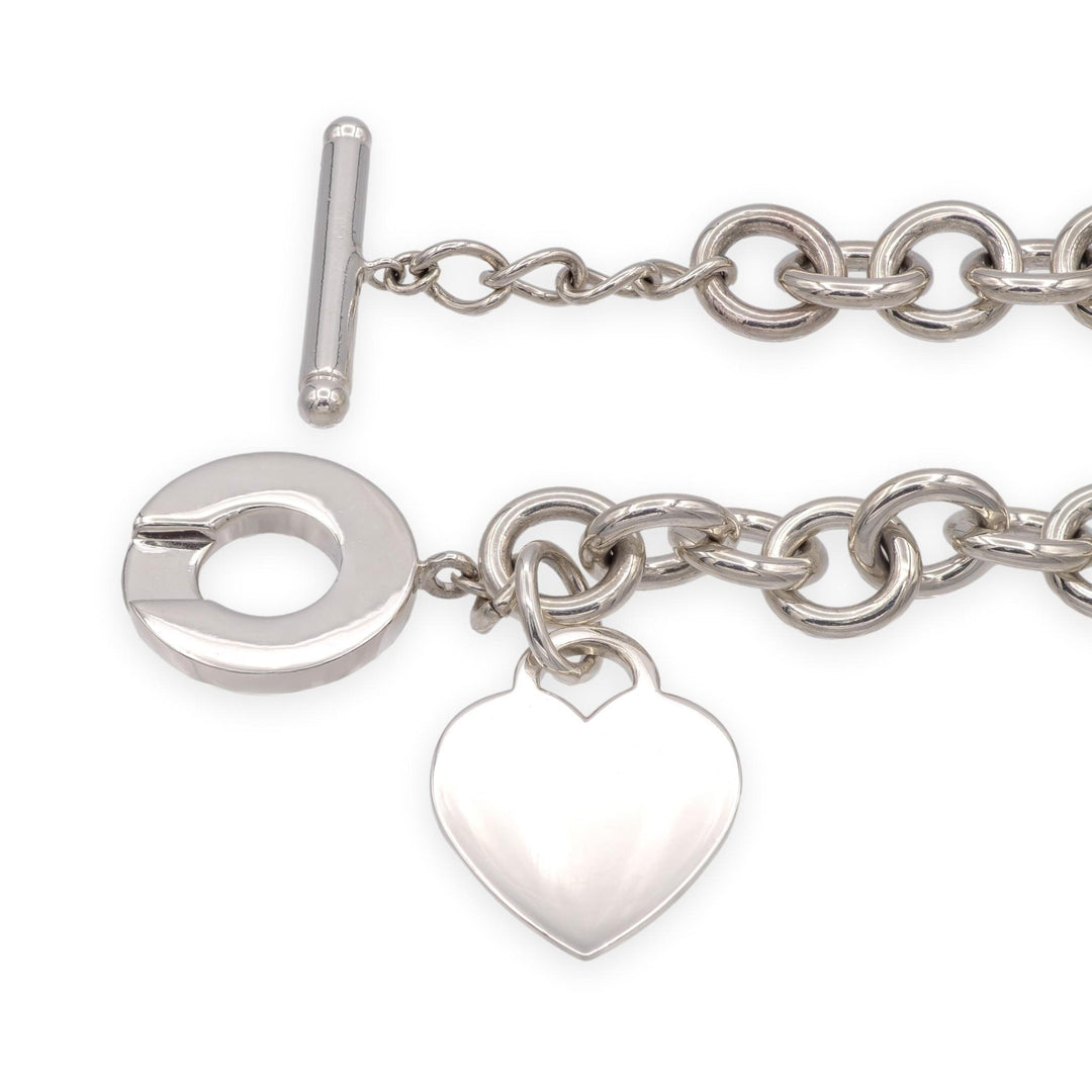 Tiffany & Co. Sterling Silver Heart Tag Charm Large Link Necklace 16.5" 10mm