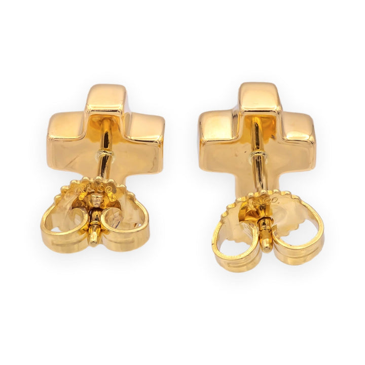 Tiffany & Co. Vintage 18K Yellow Gold Swiss Cross Studs Earrings 7.8mm x 3.3mm