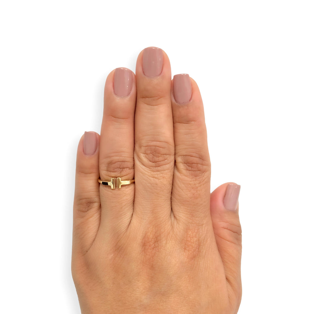 Tiffany & Co. 18K Yellow Gold T Wire Ring Size 6.5 with receipt