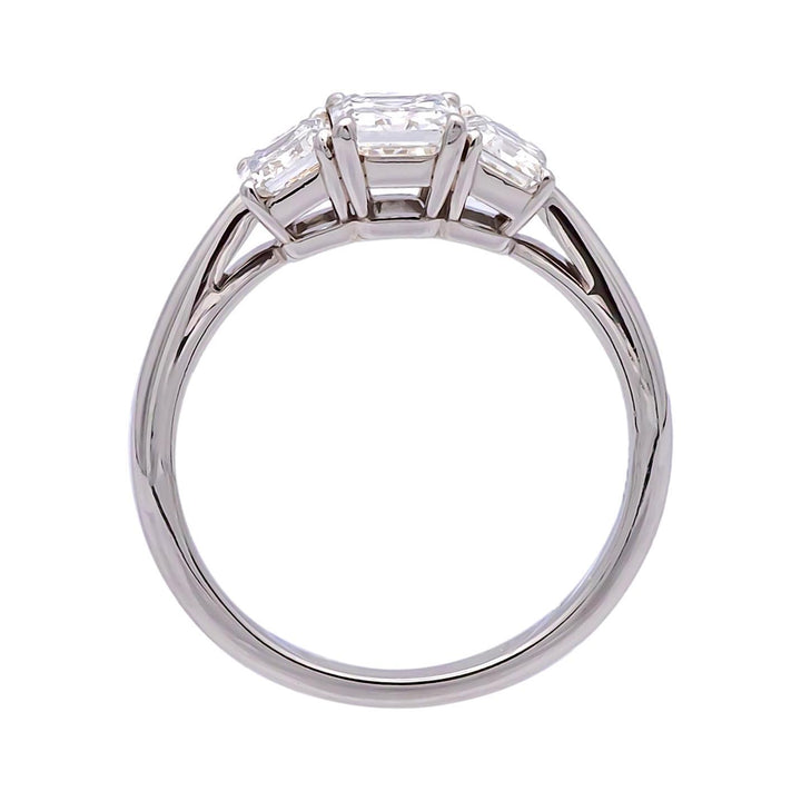 Tiffany & Co. Platinum Three-Stone Emerald Cut Engagement Ring 1.59 ct TW GVVS