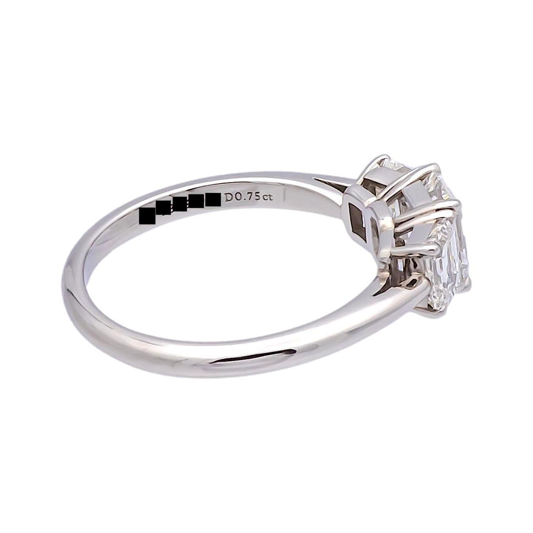 Tiffany & Co. Platinum Three-Stone Emerald Cut Engagement Ring 1.59ct TW GVVS