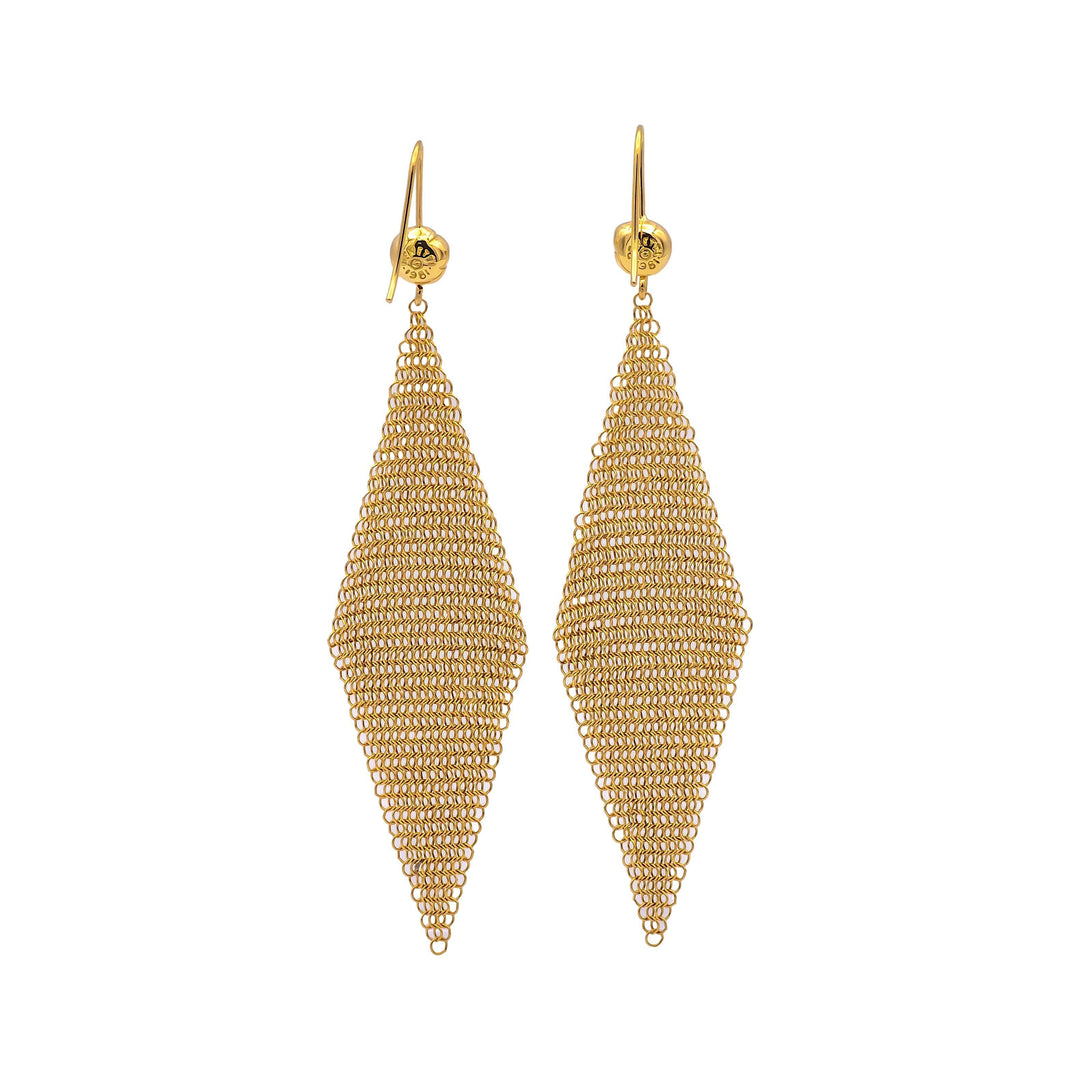 Vintage Tiffany & Co. Elsa Peretti 18K Y Gold Mesh Dangle Drop Earrings (1981)