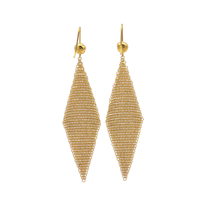 Vintage Tiffany & Co. Elsa Peretti 18K Y Gold Mesh Dangle Drop Earrings (1981)