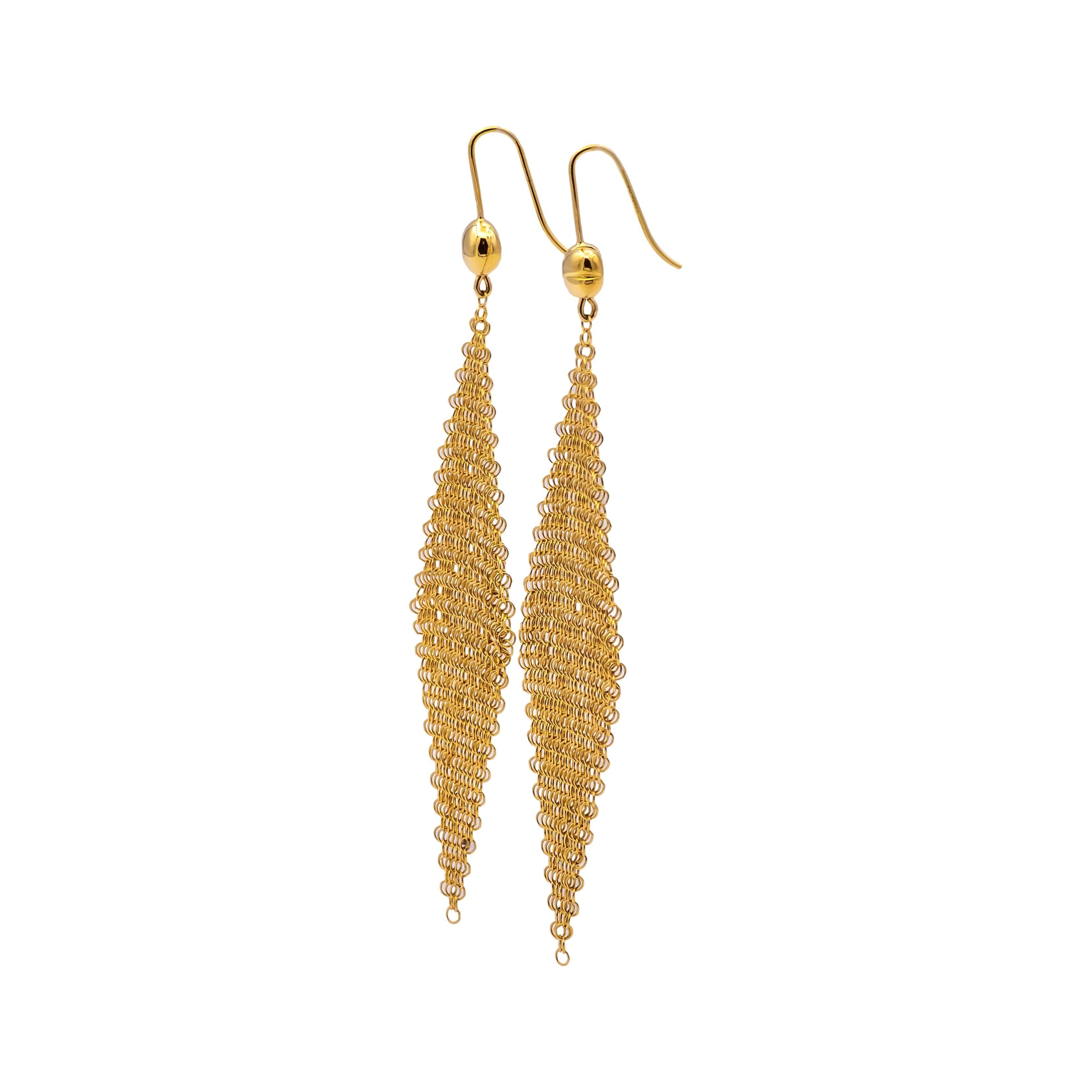 Vintage Tiffany & Co. Elsa Peretti 18K Y Gold Mesh Dangle