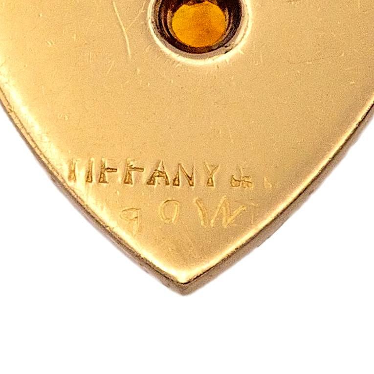 Retro Tiffany & Co. 14K Yellow Gold Heart Pendant charm with Citrine, 1940's