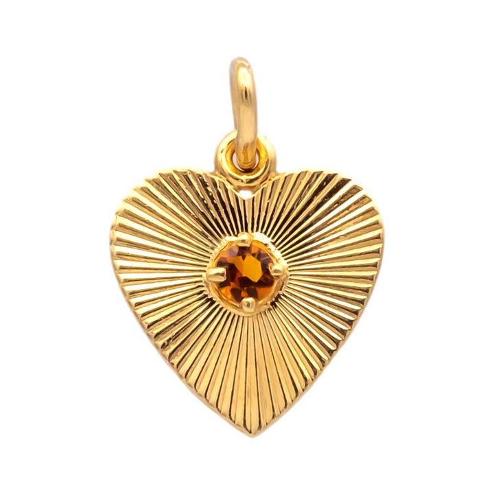 Retro Tiffany & Co. 14K Yellow Gold Heart Pendant charm with Citrine, 1940's