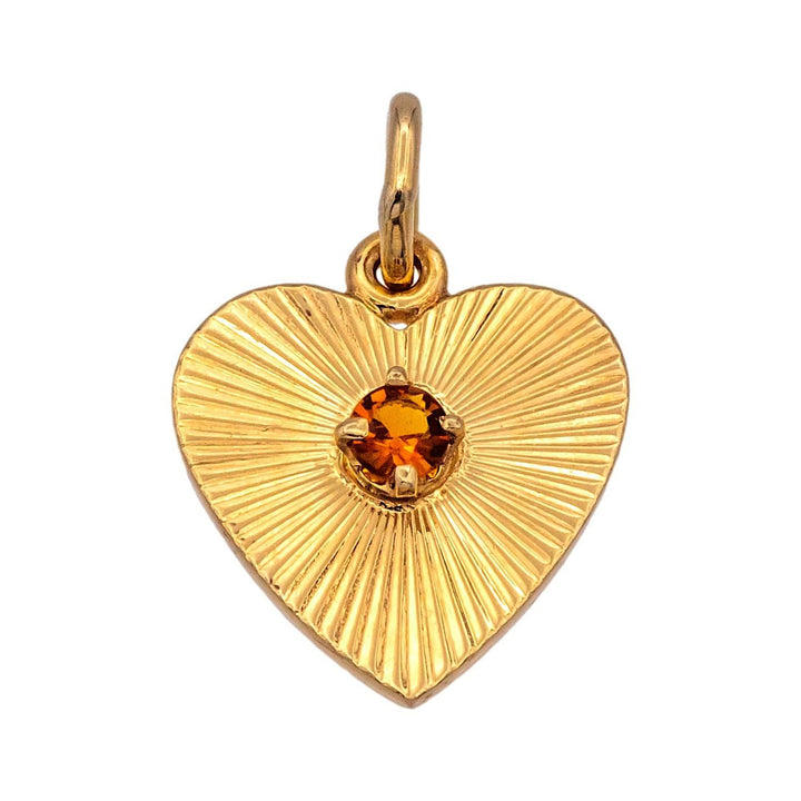 Retro Tiffany & Co. 14K Yellow Gold Heart Pendant charm with Citrine, 1940's