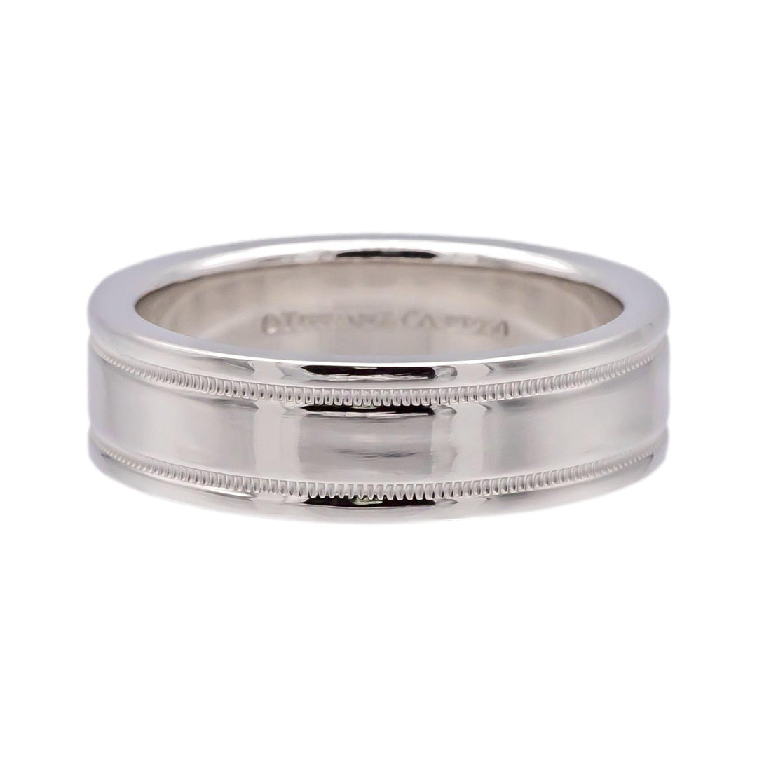 Tiffany & Co. Platinum Classic Double Milgrain Men’s Band Ring, 6mm, Size 7.5