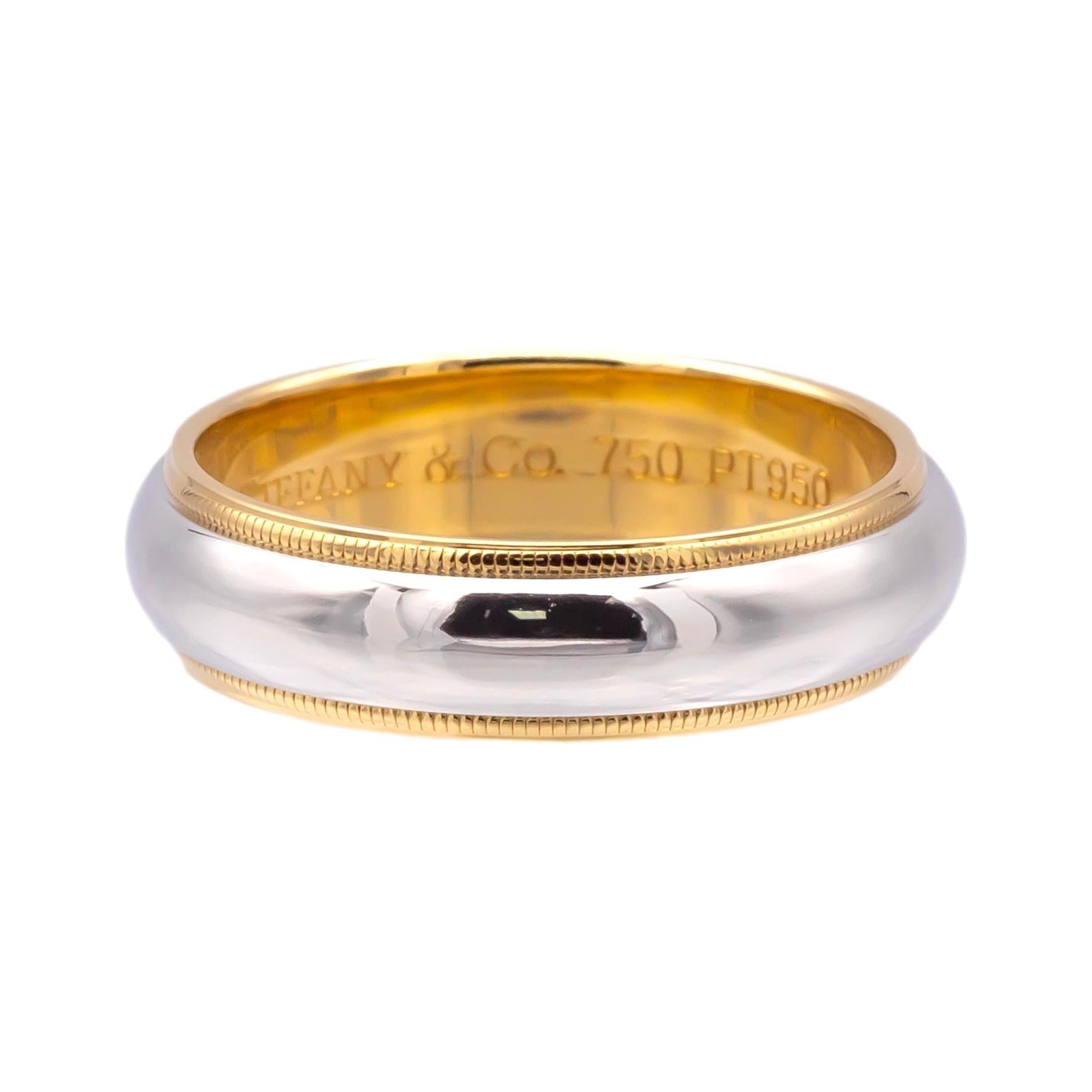 Tiffany & Co. Together Milgrain Band Ring Platinum & 18K Gold