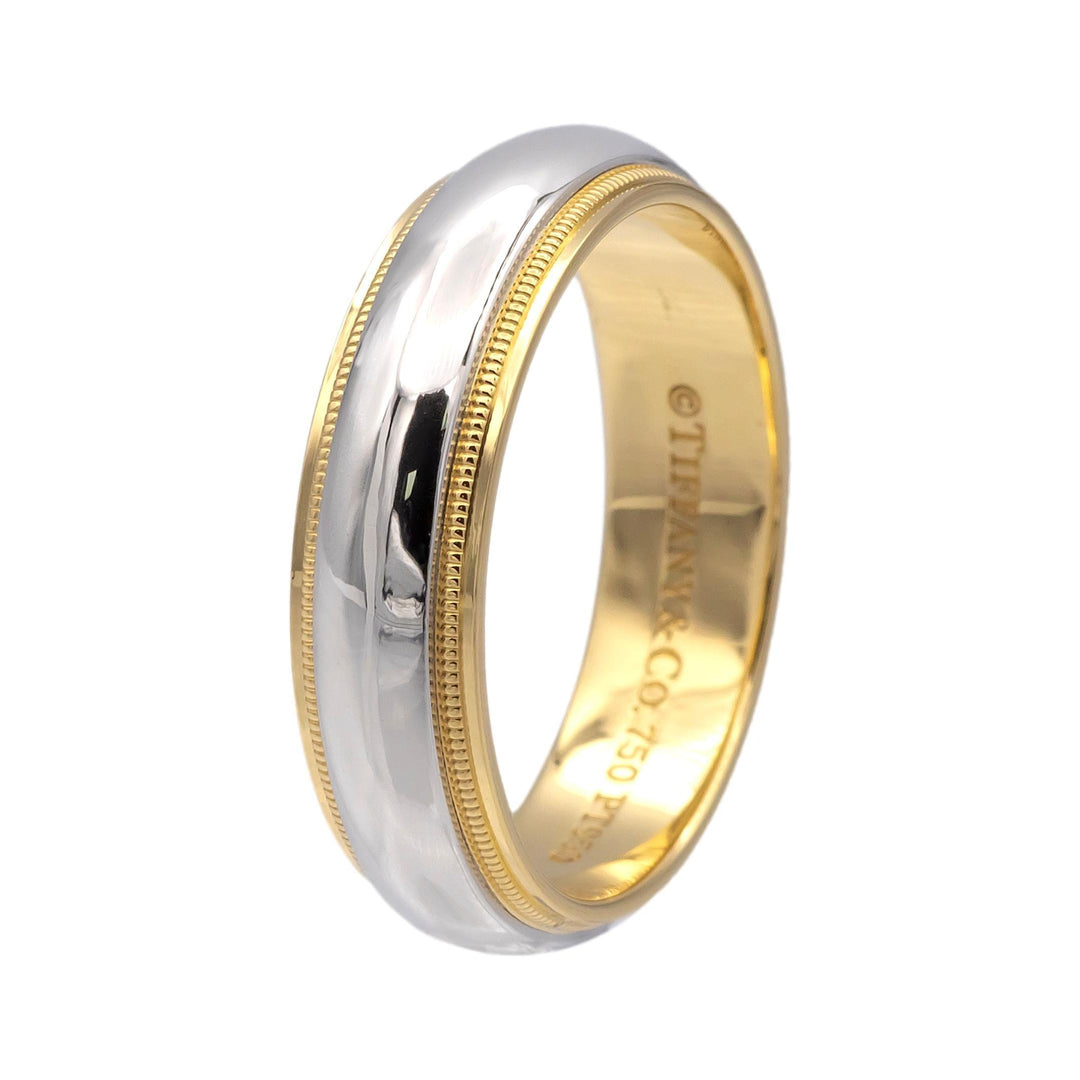 Tiffany Platinum 18K Together Double Millgrain 6mm Men's