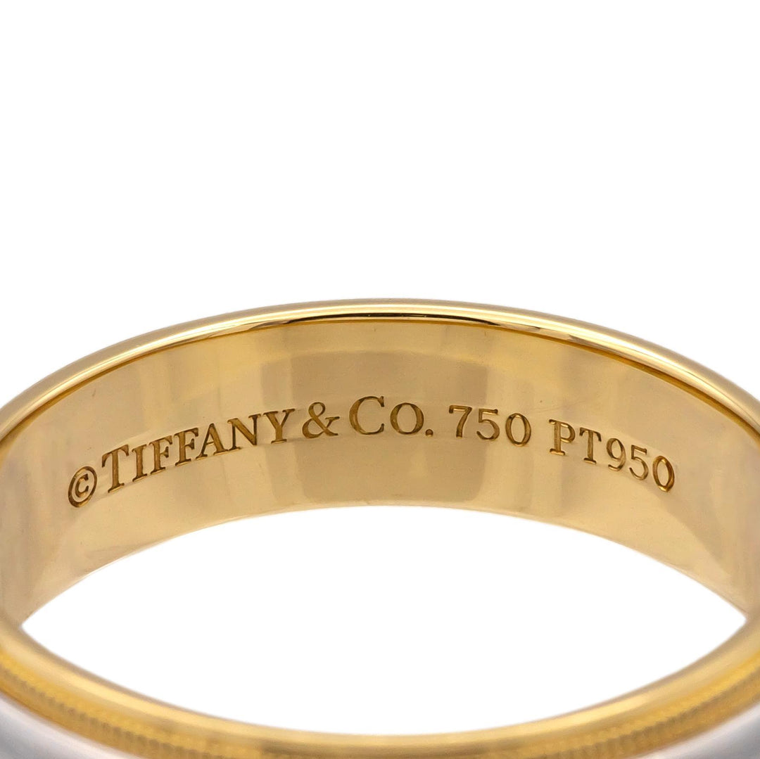 Tiffany & Co. Platinum 18K Together Double Millgrain 6mm Men's Band Ring Size 10