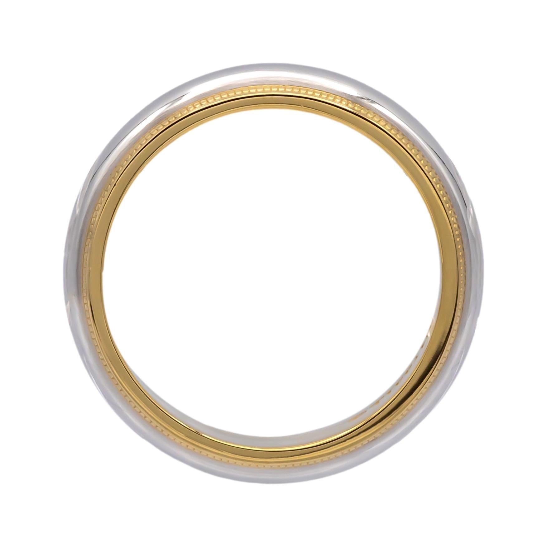Tiffany & Co. Platinum 18K Together Double Milgrain Band Ring Size