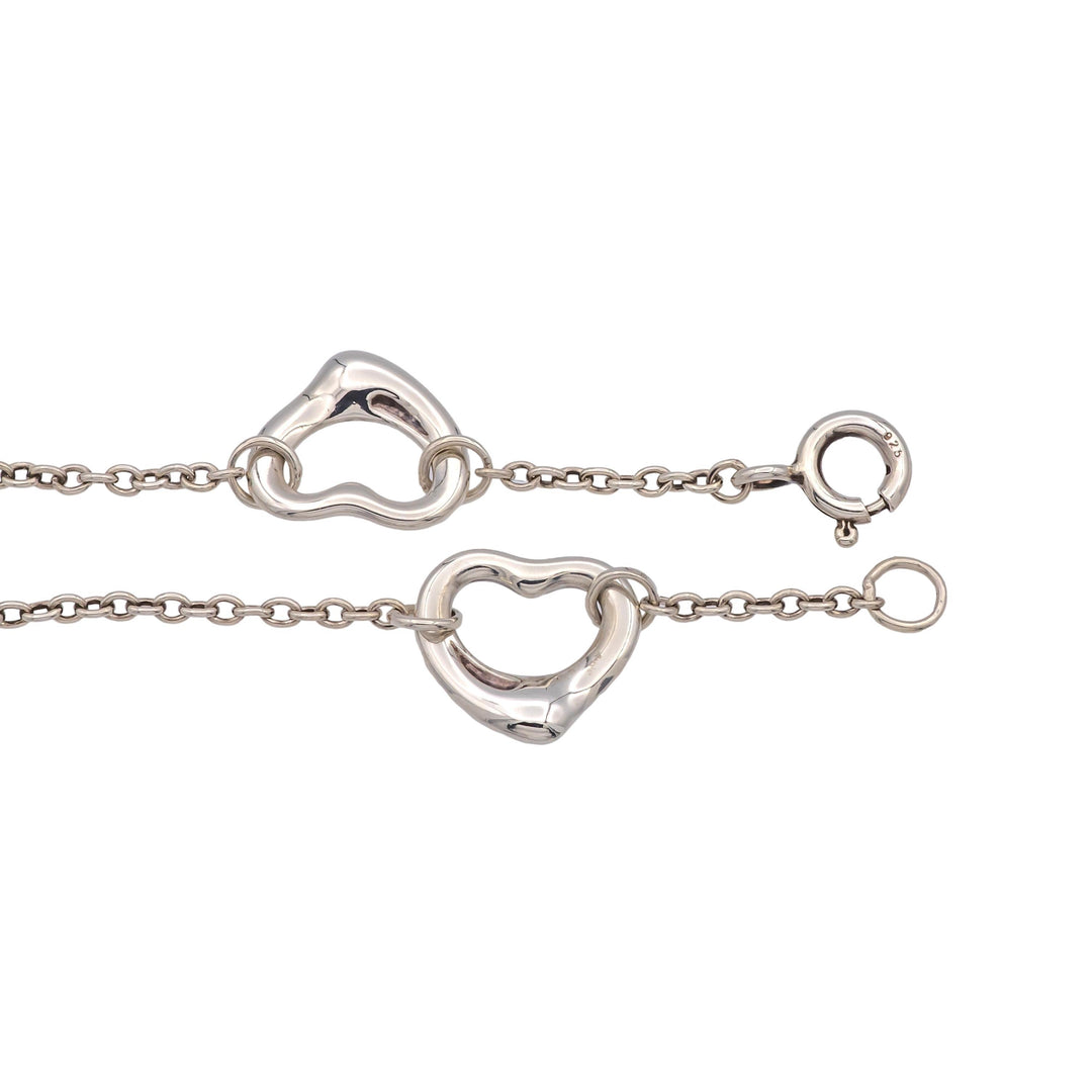 Tiffany & Co. Sterling Silver Elsa Peretti 5-Open Heart Bracelet 7.5”