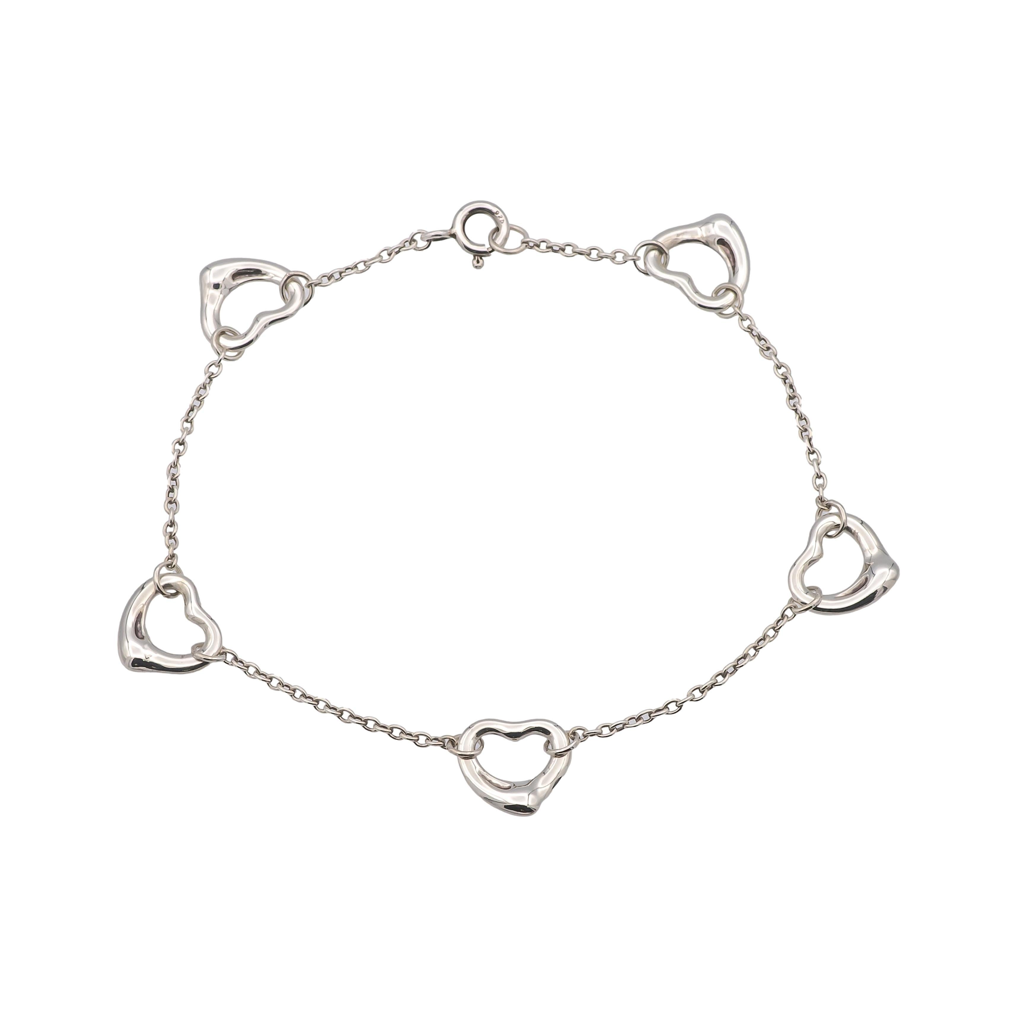 Tiffany & Co. Sterling Silver Elsa Peretti 5-Open Heart Bracelet