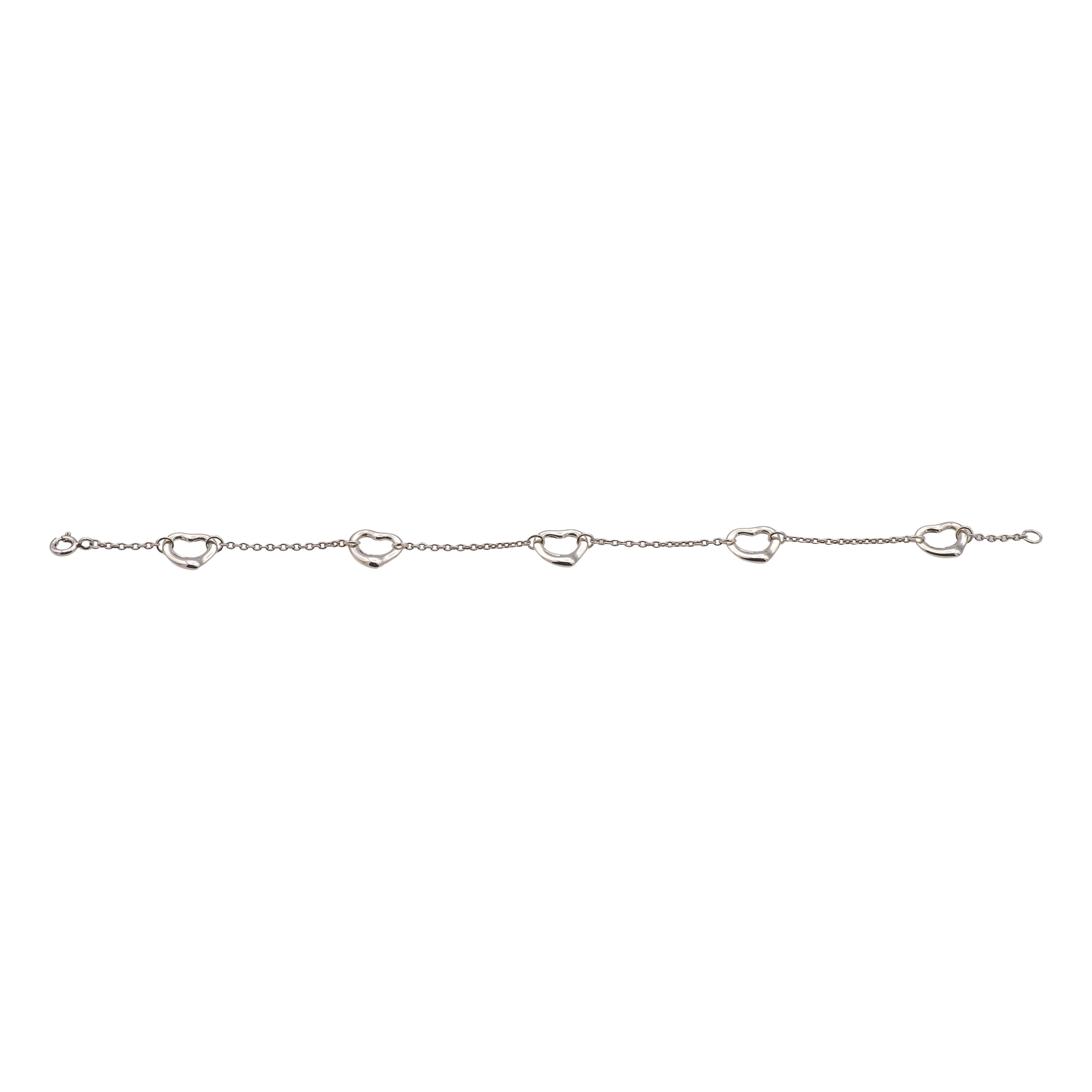 Tiffany & Co. Sterling Silver Elsa Peretti 5-Open Heart Bracelet
