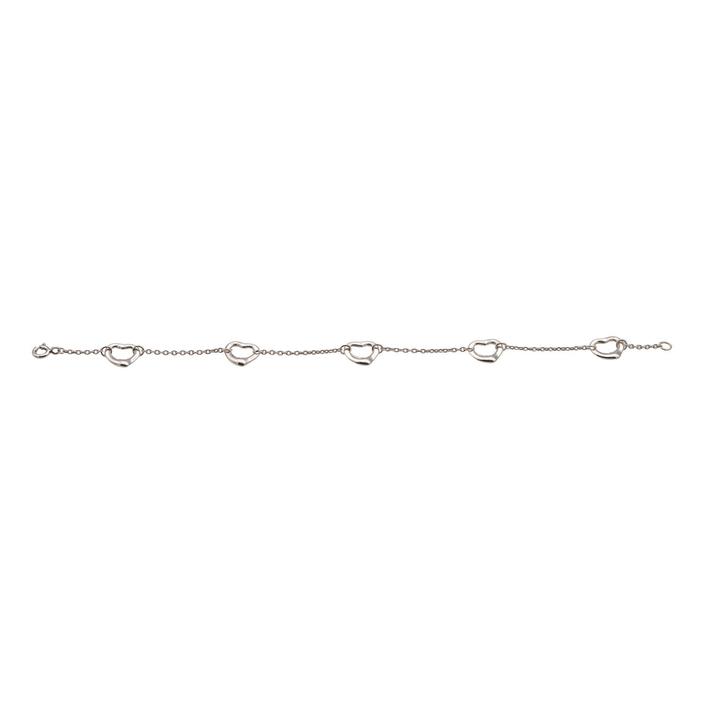 Tiffany & Co. Sterling Silver Elsa Peretti 5-Open Heart Bracelet 7.5”