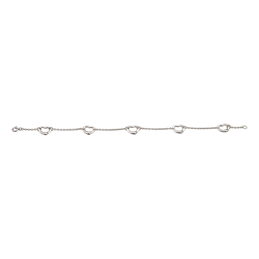 Tiffany & Co. Sterling Silver Elsa Peretti 5-Open Heart Bracelet 7.5”