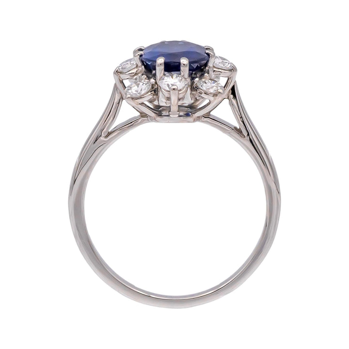 Vintage Tiffany & Co Platinum Oval Sapphire and Diamond Halo Ring 1.75 Ct Center