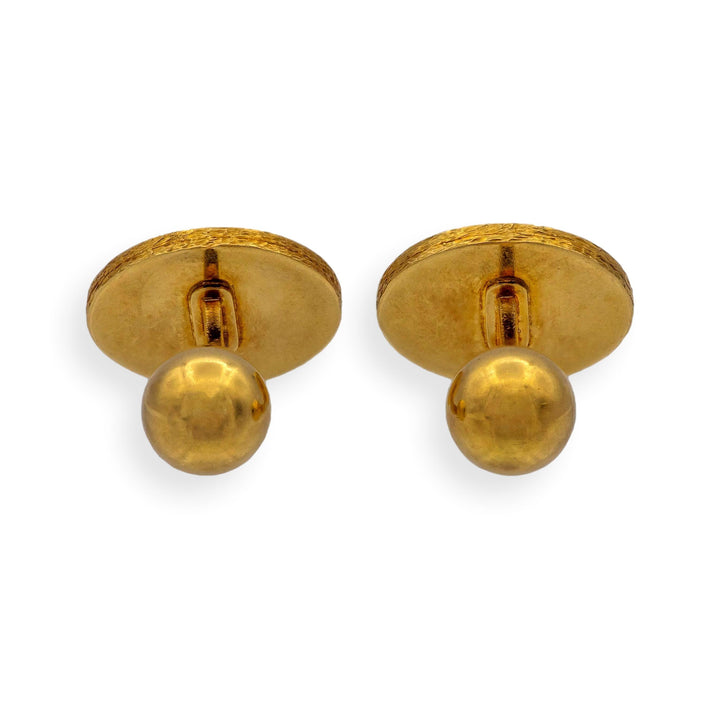 Vintage Tiffany & Co. 18K Gold Tiger Eye Cufflinks, Fixed Ball Back, ca. 1960's