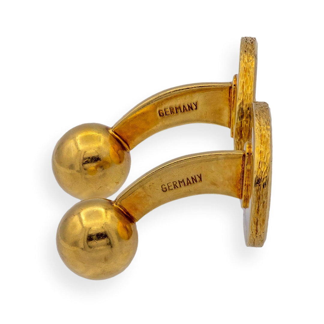 Vintage Tiffany & Co. 18K Gold Tiger Eye Cufflinks, Fixed Ball Back, ca. 1960's