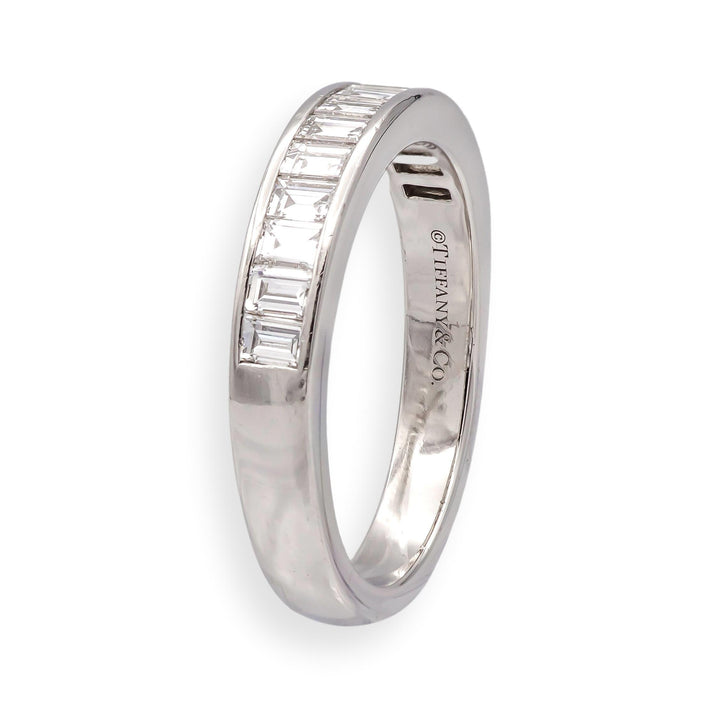 Tiffany & Co. Platinum .90ct F VS Baguette Diamond Channel Band Ring Size 8.5