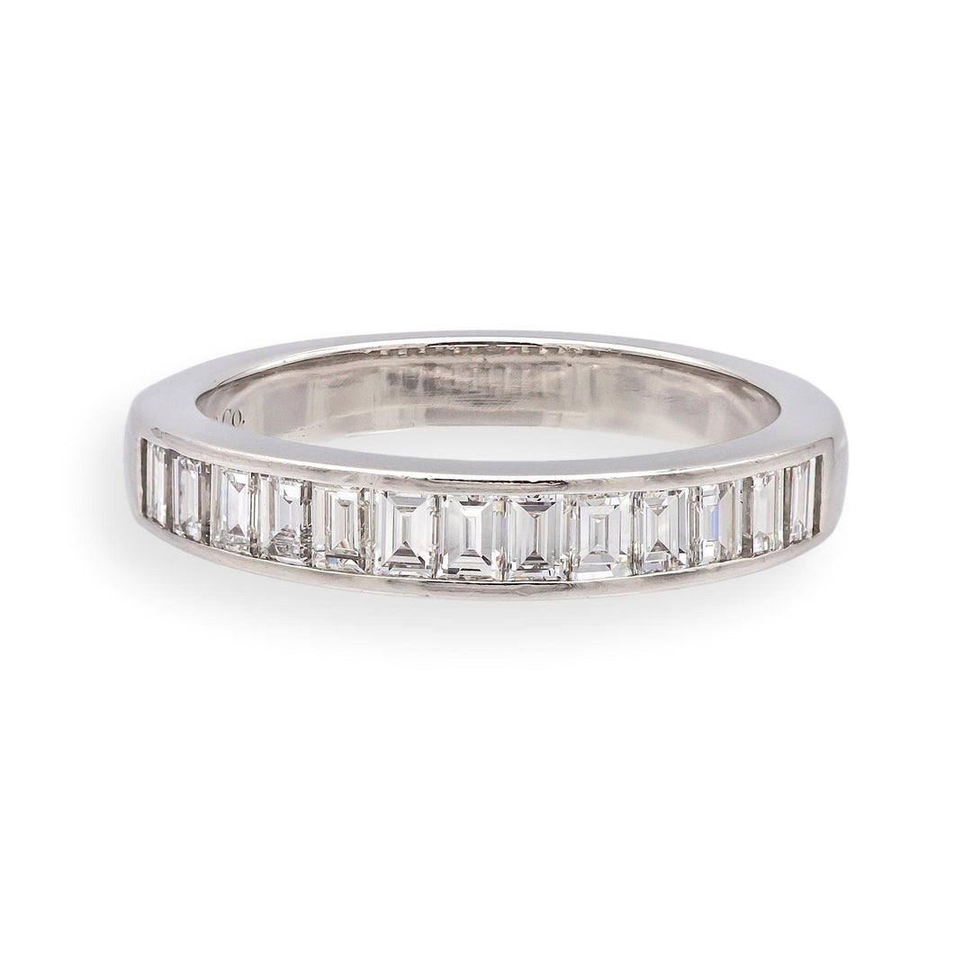 Tiffany & Co. Platinum .90ct F VS Baguette Diamond Channel Band Ring Size 8.5