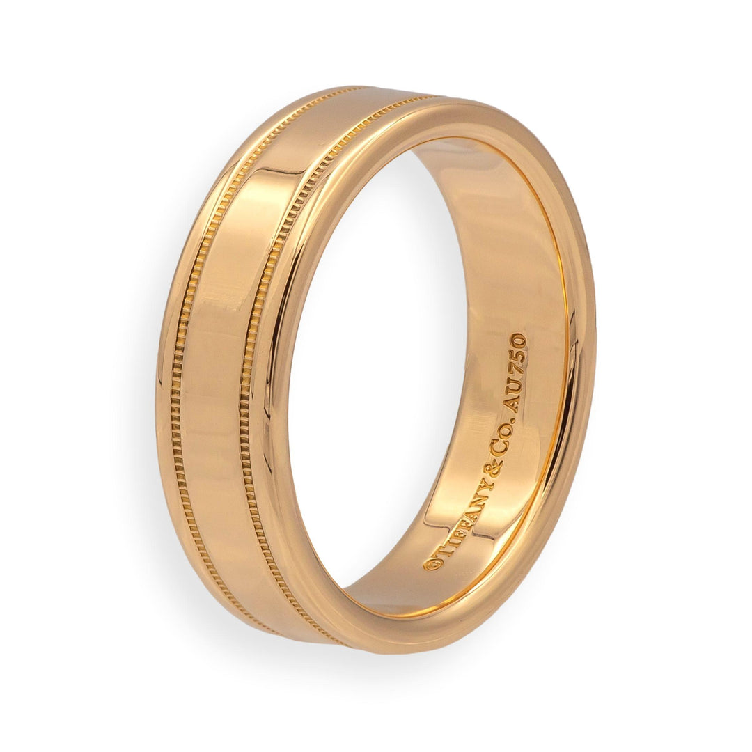 Tiffany & Co. 18K Rose Gold Double Milgrain Men's Wedding Band Ring Size 10