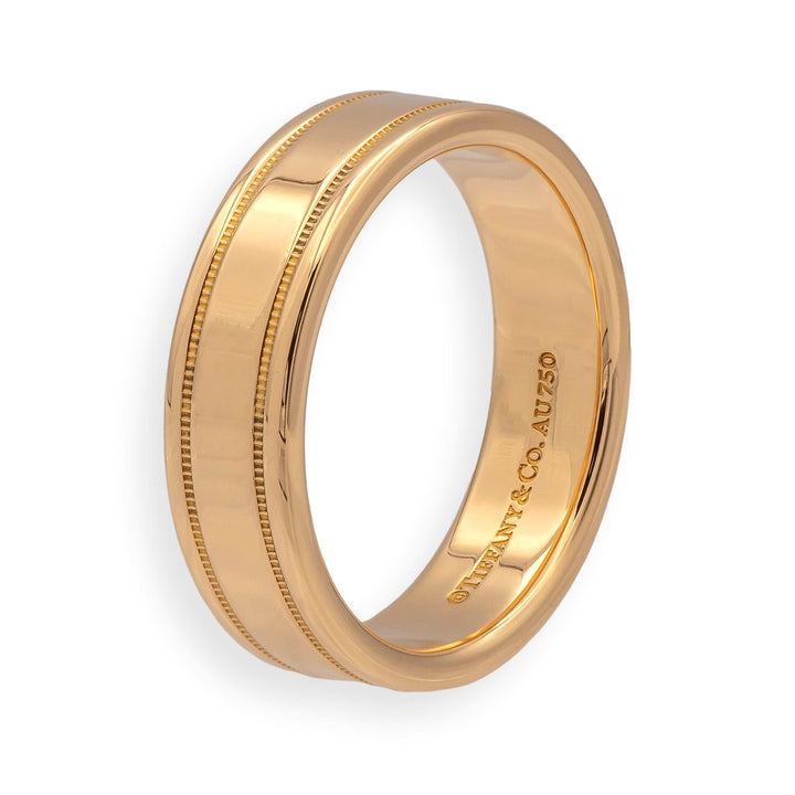 Tiffany & Co. 18K Rose Gold Double Milgrain Men's Wedding Band Ring Size 10