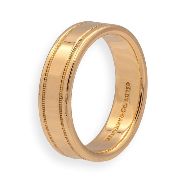 Tiffany & Co. 18K Rose Gold Double Milgrain Men's Wedding Band
