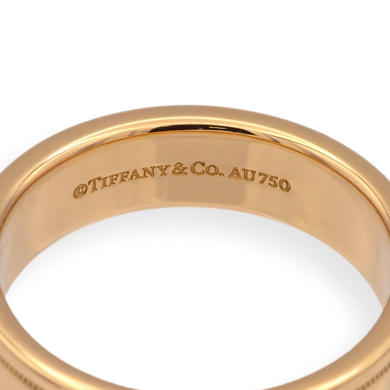 Tiffany & Co. 18K Rose Gold Double Milgrain Men's Wedding Band
